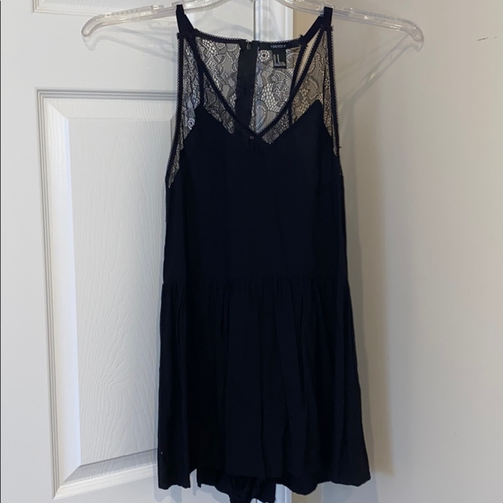 NWOT forever 21 Black lace dressy flowey romper